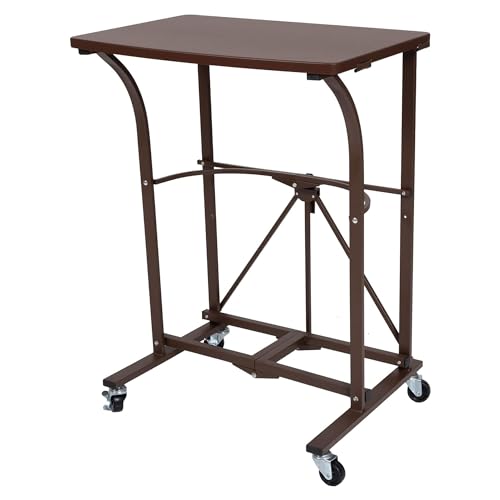 Image of Origami RDP Small Foldable Laptop Trolley, Portable Desk with Wheels, Vintage Bronze