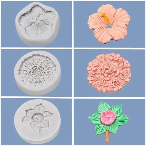 3 PCS Flower Silicone Moulds Fondant Flower Moulds Flower Petal Molds for Candy Chocolate Baking Mould DIY Baking Cake Sugarcraft Decoration