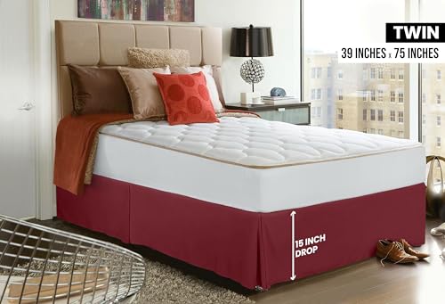 image for Utopia Bedding Twin Bed Skirt - Soft Quadruple Pleated Ruffle - Easy F