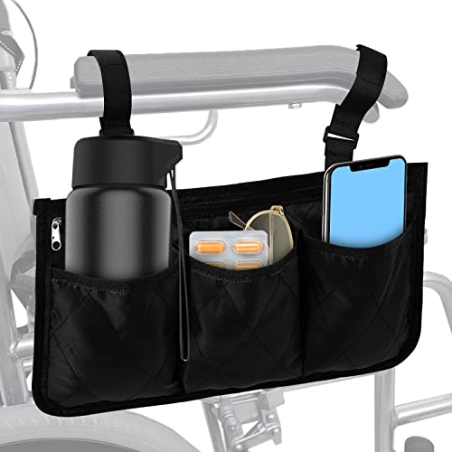 Vesaneae Bolsas para Silla de Ruedas, Bolsa De Transporte para Accesorios De Silla De Ruedas, para Sillas de Ruedas, Cochecitos de Bebé, Ayuda para Personas Mayores, reposabrazos para Colgar (Negro)