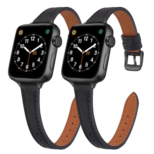 2-pack Slim Leather Band Compatible with Apple Watch Bands for women
