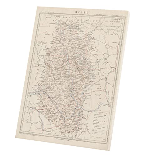 Tableau déco carte de la Meuse ancienne affiche imprimée vintage 30x41 cm pour mur