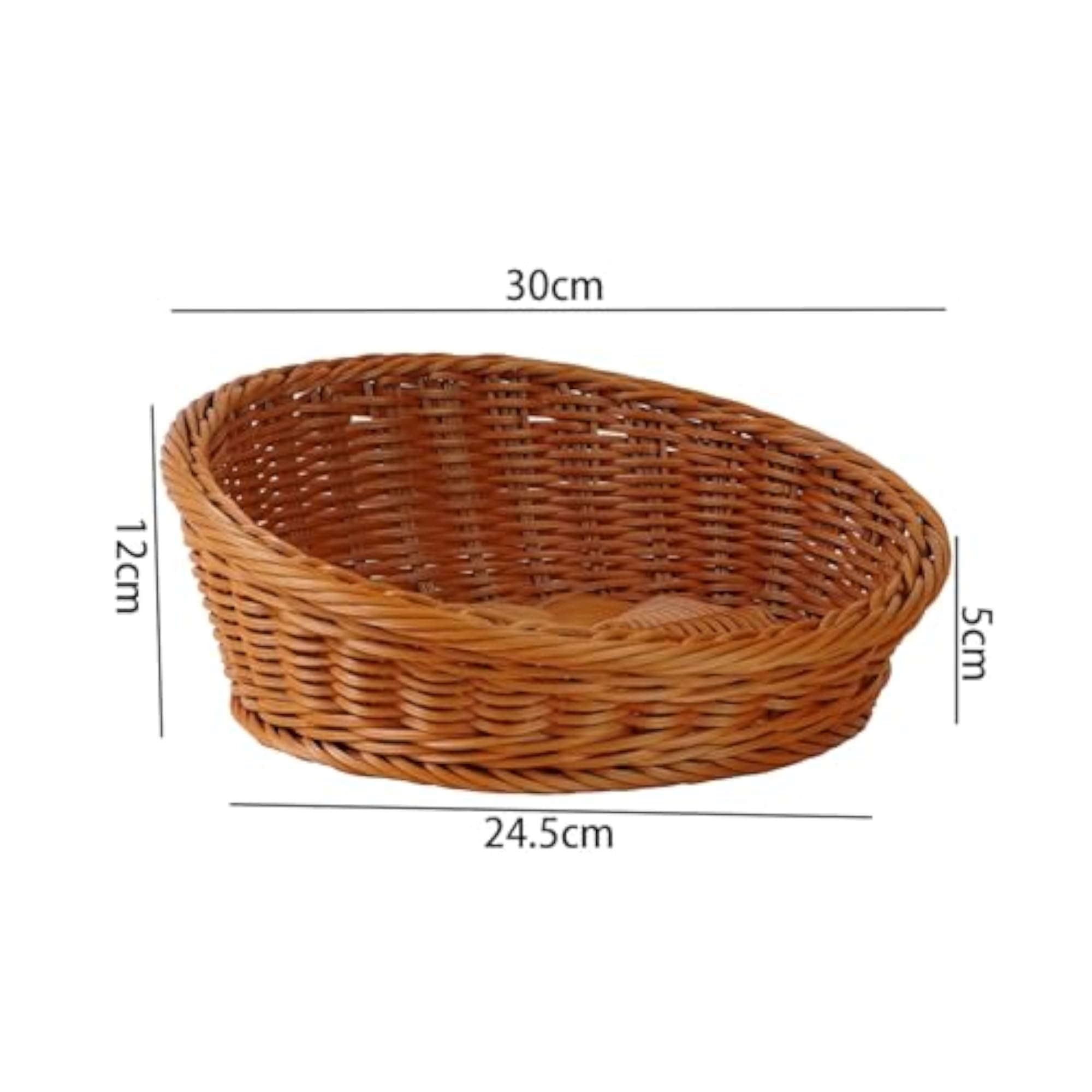 Imitation Rattan Shallow Bread Basket for Storage, 30CM