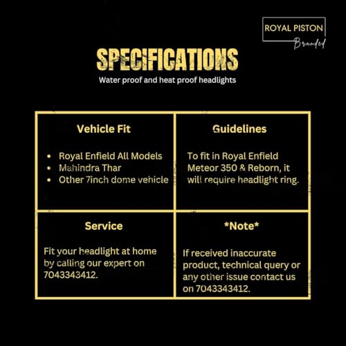 Image of Royalpiston Powerful Daymaker Minus LED | 2023 CREE /Osram LED | Headlight 7inch 12V-80V, 110W Compatible with Royal Enfield All Models, Thar, Gypsy