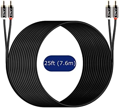 J&D RCA Cable, Gold-Plated 2RCA Male to 2RCA Male Copper Shell Stereo Audio Cable, RCA Audio Cables, 7.6 Meter