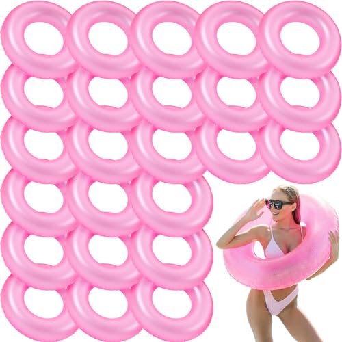 Soulchen 24 Pcs 32 Inch Inflatable Pool Floats Bulk Float Swim Tube Swimming Ring Pool Floaties for Beach Party Decorations Adult Teenager River Lake Summer Vacation Holiday(Pink) by Soulchen - Used condition - US$54.95