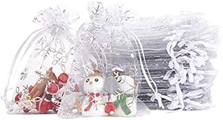 Emieeohya Christmas Organza Gift Bag, 20 pcs Christmas Snowflake Organza Drawstring Jewelry Bag Candy Bag, 10 * 12cm Wedding Gift Bag for 2021