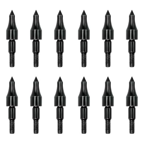 Qoaimu 100 Grain Archery Arrow Field Points Field Tips, High Precision 100 Grain Field Points, Screw-in Bullet Points for 5/16 Inch Arrows Broadheads for Recurve, Compound Bow Crossbow Cover