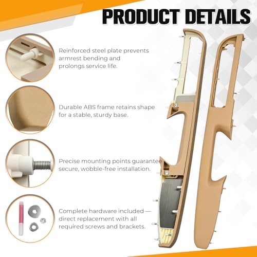 BGQG Front Left Driver Right Passenger Side Door Armrest Repair Handle Above Armrest Compatible with Chevy Silverado Suburban Tahoe Avalanche for GMC Sierra Yukon 2010-2014 Replace for 80994 Tan by BGQG - Used condition - Image 5