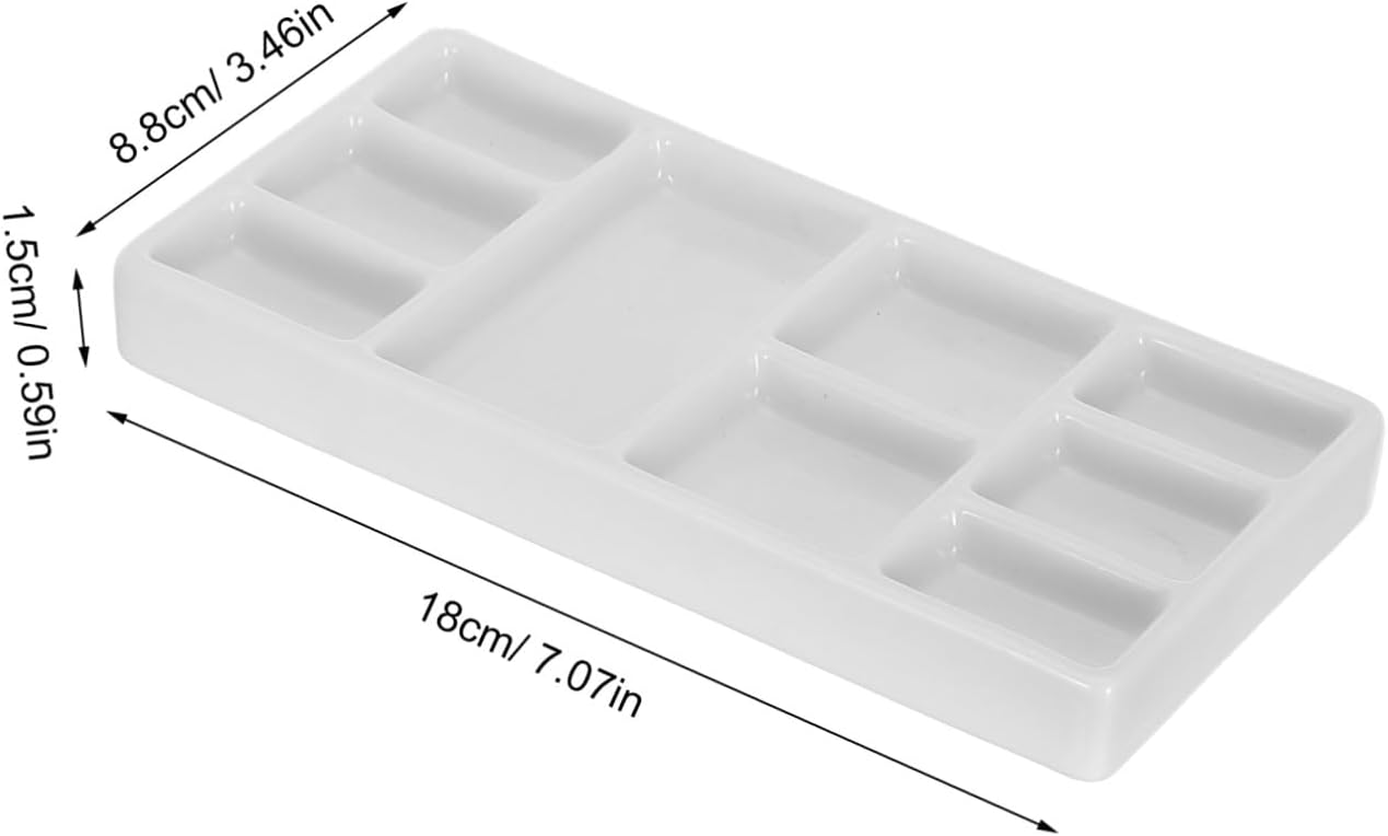 Ceramic Color Mixing Plate Rectangular Pigment Holder for Watercolor and Oil Painting Easy to Clean Artist Tray for Color Mixing and Painting Supplies White