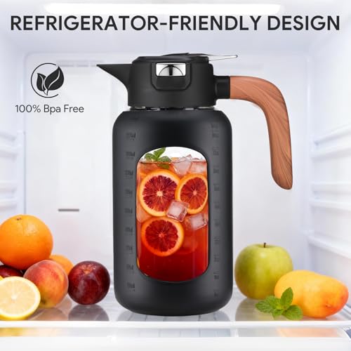 84 oz/2.5 Liter Glass Pitcher with Lid and Handle, Glass Carafe/Jug for Hot/Cold Water, Large Iced Tea Pitcher for Coffee, Juice and Homemade Beverage by Olivego - Image 5