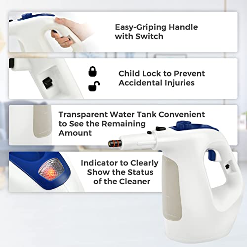 Goplus Multipurpose Handheld Steam Cleaner, Pressurized Steam Cleaner W/17 Pieces Accessory Set, 350Ml Portable Chemical-Free Steamer Mop For Home, Sofa, Upholstery, Car, Window, Kitchen, Bathroom, 1400W (Blue) #TOP5