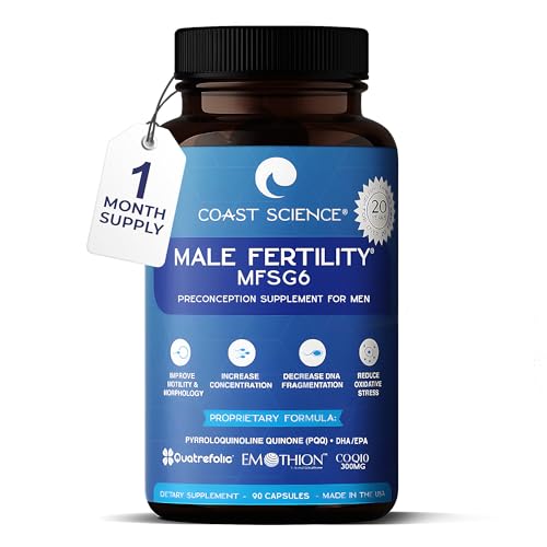 Coast Science Male Fertility Supplements MFSg6 - CoQ10, Ashwaganda, PQQ - Sperm Health Count and Semen Booster Fertility Supplement for Men - Includes Prenatal Vitamins and PQQ - 90 Capsules Coast Science Male Fertility Supplements MFSg6 - CoQ10, Ashwaganda, PQQ - Sperm Health Count and Semen Booster Fertility Supplement for Men - Includes Prenatal Vitamins and PQQ - 90 Capsules
