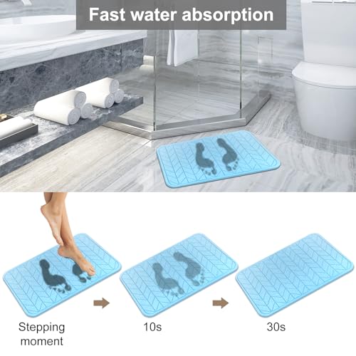 JUERLEN 2 Pack Diatomaceous Earth Shower Mat, Stone Bath Mat, Nonslip Super Absorbent Fast-Drying Hard Bath Mat for Bathroom Shower Floor, 24 x 16 inch, Bule Arrow Design by JUERLEN - Used condition - Image 4