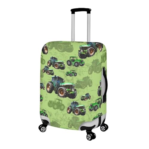 Image of Coloranimal Cute Tractor Luggage Covers for Adult and Kids Boys Excavator Travel Luggage Covers Cartoon Car Trucks Tractor Lover Suitcase Protector for 29-32 Inch Lunggage,Green
