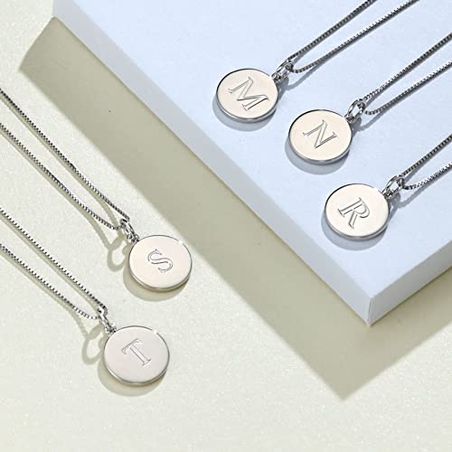 YL Initial Necklace for Women 925 Sterling Silver Round Letter Pendant Polished A-Z Alphabet Jewelry4