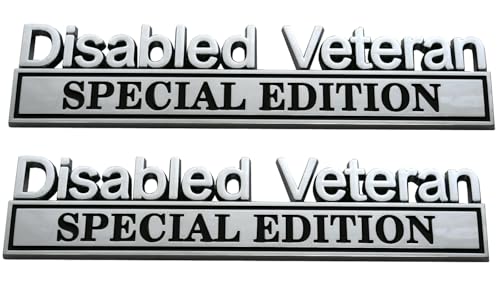 Image of 2pcs Disabled Veteran Special Edition Emblem Car Decal, Warrior Soldier 3D Sticker, Disabled Veteran Special Edition Letters Car Badges, Accessories (Chrome Black)