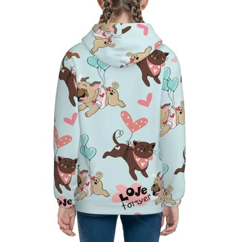 Cute Pug Dogs Kids Pullover Hoodies Boys Sweatshirts Girls Athletic Clothes with Pocket4