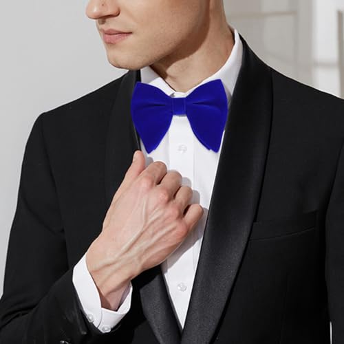Image of Alizeal Velvet Pre-tied Adjustable Bow Tie for Men Oversize Formal Solid Tuxedo Bowtie