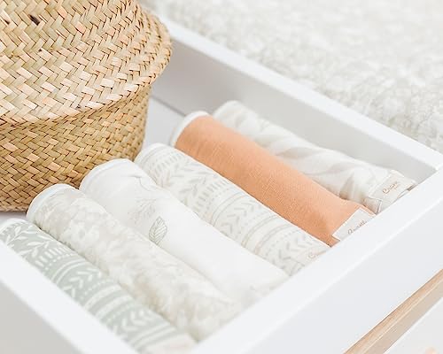 Crane Baby Willow 3-Piece Cotton Burp Cloth Set, Mixed Prints - Lightweight, Absorbent, Perfect for Nurseries and Diaper Bags3