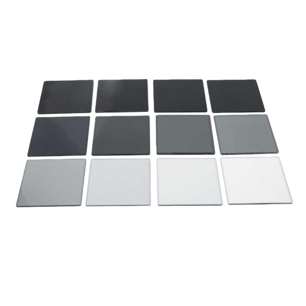 1 szt. Filtr optyczny o neutralnej gęstości typu absorpcyjnego - kwadratowy arkusz tłumiący światło 50x50 mm dla 400-700nm(31% Transmittance)