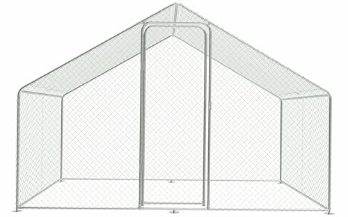 Frenal Enclos Poulailler Extérieur 6 m² en Métal Galvanisé avec Bâche PE Imperméable et Porte Verrouillable – Grand Parc Grillagé pour Poules, Lapins,...