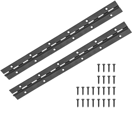 Continuous & Piano Hinges 2Pcs Stainless Steel Continuous Hinge with Holes Heavy Duty Polished Stainless Piano Hinges for Boats Cabinets Storage Box Door Windows Screw Included (Black) (12)