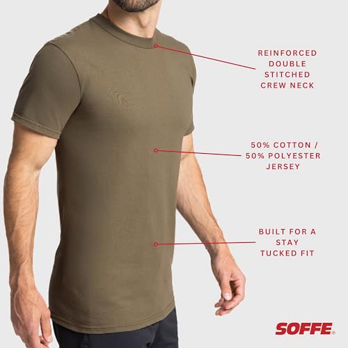 Soffe Men's 3 Pack - USA Poly/Cotton Military Tee, Tan, Medium - Thumbnail 4