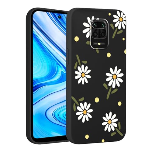 Saqmkil Cover per Xiaomi Redmi Note 9 Pro/Note 9S 4G, Fiori Disegni Aesthetic Custodia per Ragazze Donne, Sottile Silicone Morbida TPU Antiurto Bumper Protettiva Case per Redmi Note 9 Pro 6,67', Nero
