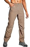 Haimont Mens Hiking Pants Quick Dry Lightweight Stretch Ripstop Nylon Pants with 6 Pockets, Water Repellent, Cargo, Elastic Waist, Khaki Brown, L