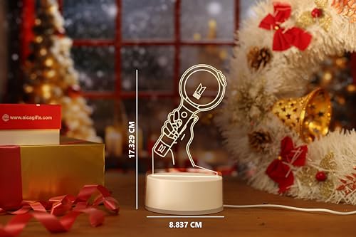 Image of AICA 3D Illusion Korean Heart BTS LED Lamp � Korean Heart BTS Gift for Girls Women Lamp - Warm Yellow LED Light (BTS Light Stick)