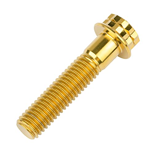 Image of Titanium Flange 12 Point Head M8 x15 20 25 30 35 40 45 50 55 60 65mm Screw Bolt Pack of 4 (M8x35mm, Gold)