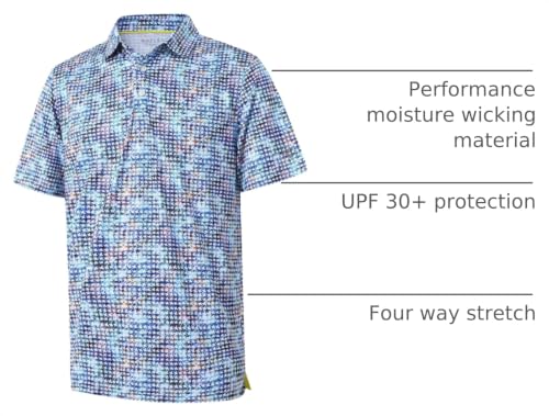 Image of Golf Shirts for Men Dry Fit Short Sleeve Print Performance Moisture Wicking Polo Shirt