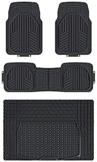 Amazon Basics 4-Piece All-Weather Protection Heavy Duty Rubber Floor Mats Set with Cargo Liner for Cars, SUVs, and Trucks,Black,Universal Trim to Fit