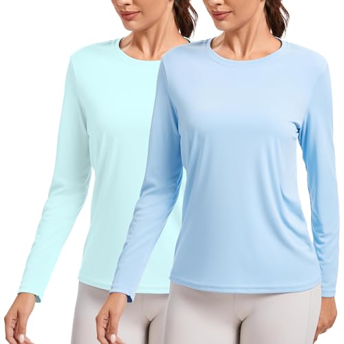 2 Pack Rash Guard for Women UPF 50+ Sun Shirts UV Protection Long Sleeve Workout Tops Lightweight Quick Dry Swim Hiking Shirt