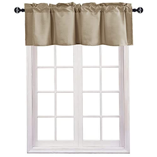 JIUZHEN Taupe Valance Curtains for Window 1 Panel, 36 x 16 Inches