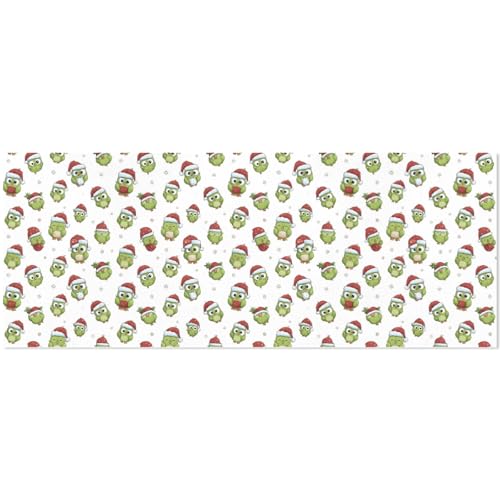 SEINDUS Gift Wrapping Paper Roll 58" x 23", Cute Christmas Green Owl Pattern Gift Wrap Pap