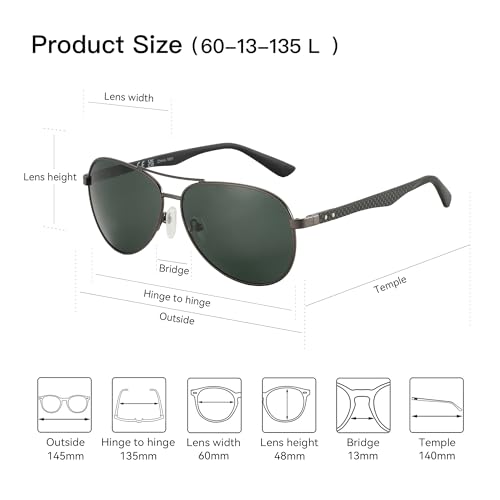 Image of ZENOTTIC Polarized Aviator Sunglasses for Men Carbon Fiber Temple Pilot Sun Glasses with Mirrored Lens UV Protection