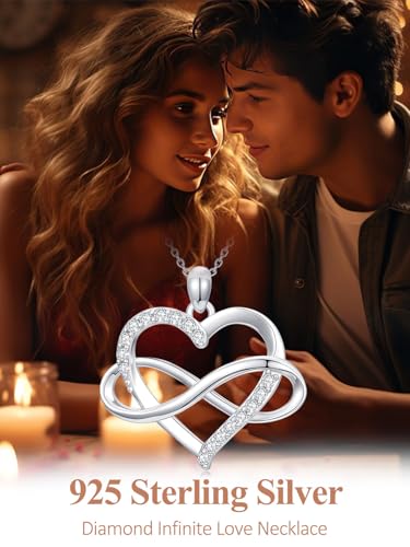 ZBA Natural Diamond Infinity Heart Necklace for Women S925 Sterling Silver Infinite Love Jewelry Gifts (Color F-G/Clarity I1-I2)3