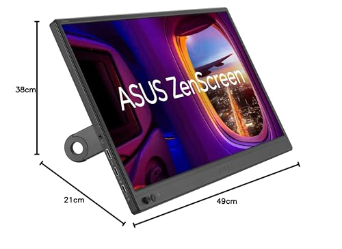 ASUS Moniteur USB Portable ZenScreen MB169CK - 16 Pouces (15,6 Pouces d'affichage), Full HD, IPS, Double USB Type-C, sans Scintillement, Filtre de lumière Bleue, Surface antireflet, béquille à 360°