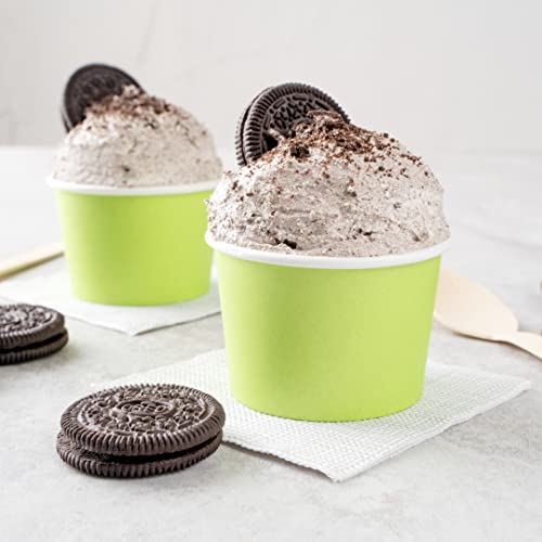 Image of Coppetta 4 Ounce Dessert Cups, 200 Disposable Ice Cream Cups - Lids Sold Separately, Heavy-Duty, Green Paper Frozen Yogurt Bowls, For Hot And Cold Foods, Perfect For Gelato Or Mousse - Restaurantware