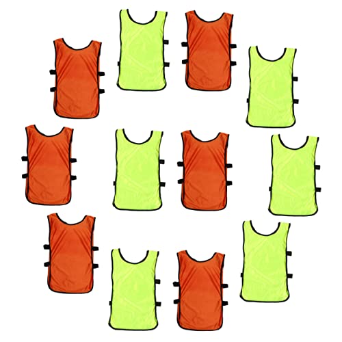 OSOLADY 12Pcs Soccer Training Vests Breathable Sleeveless Pinnies with Elastic Straps for Outdoor Team Practice Sports Accessories for Boys