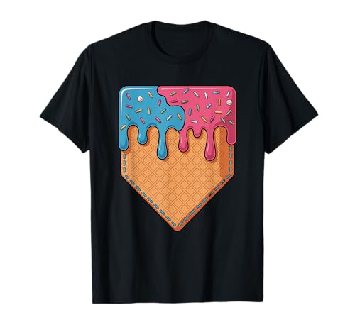 Baseball Ice Cream Drip Baseball Home Base Plate Dripping Camiseta