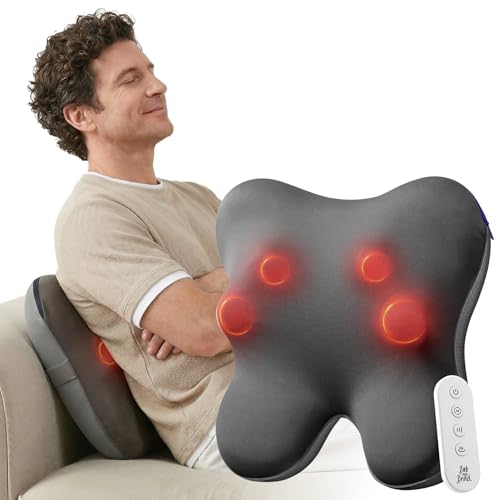 BOB AND BRAD Back Massager with Heat and Remote, EZBack Plus Shiatsu Massage Pillow with 3 Level,...