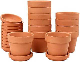 Briful 12 PCS 3.1"x2.9" Mini Terracotta Pots with Saucers Clay Flower Pots Ceramic Pottery Plant Pots with Drainage Hole Ideal for Cactus Succulent House Plants