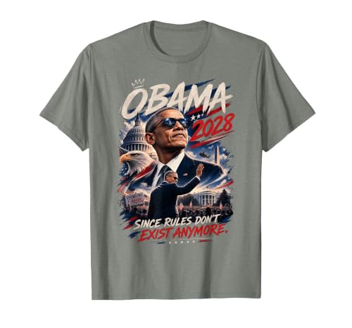 Obama 2028 Since Rules Don't Exist Anymore Satire T-Shirt, Men, Olive Heather, X-Large
