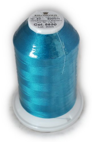 Hilo de Polyester Rheingold No. 40 Color Dark Aqua 5890, Cono Comercial 5500 yardas miniatura 1