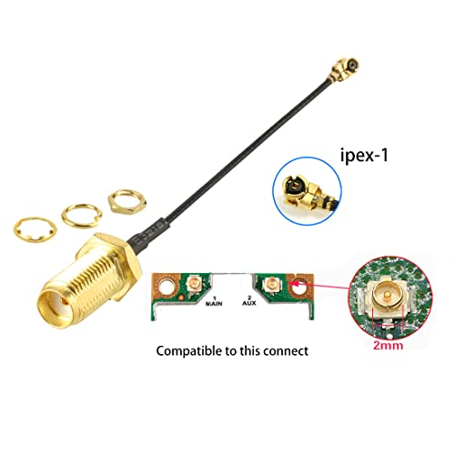 Hailege 5pcs IPX-1 U.FL to SMA Female Pigtail Antenna Wi-Fi Coaxial Low Loss Cable 6 inch (15cm), Gold, 6 inches - Image 2