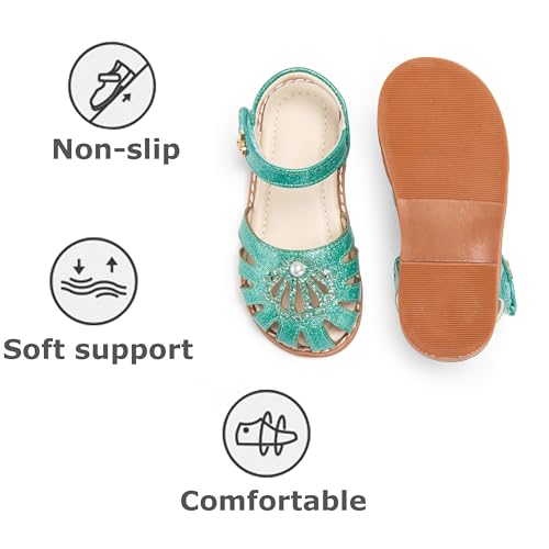 Image of THEE BRON Toddler Girls Closed-Toe Sandals Sweet Retro Cutout Summer Dress Shoes