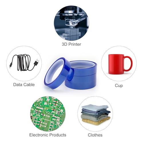 DAWRIS 4 Rollen 20 mm X 33 m Hitzebeständiges Klebeband, Blaues Wärmeband Wärmeübertragungs Band Elektriker Klebeband Heat It Klebeband Hitzebeständig Thermo Klebeband